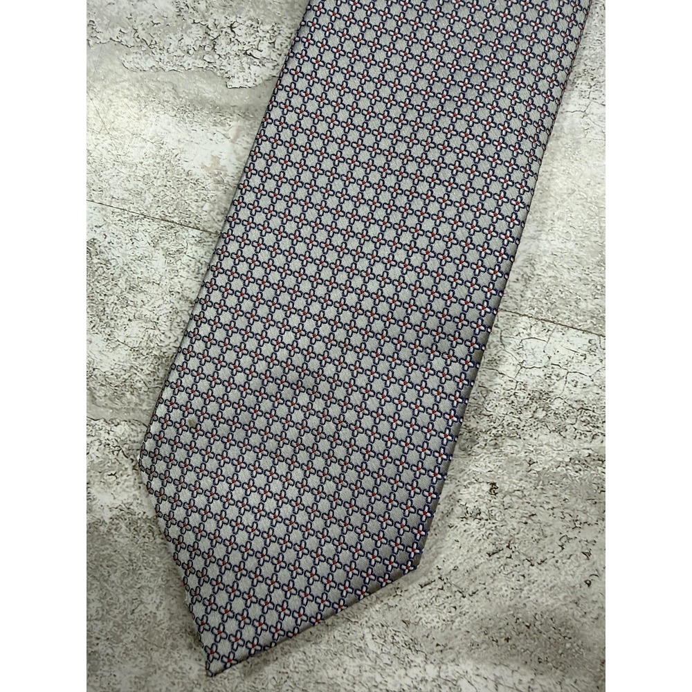 Toro Firenze 100% Silk Tie Mens One Size Gray Geometric Jacquard Italy